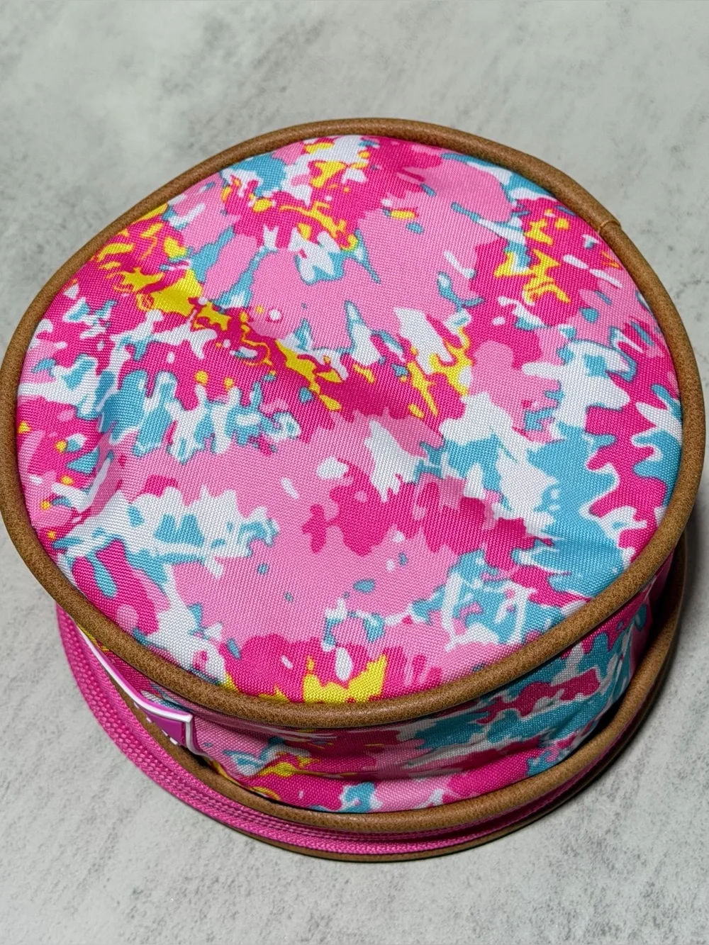 Simply Southern Pink Floral Cosmetic Pouch with Multicolor Accents